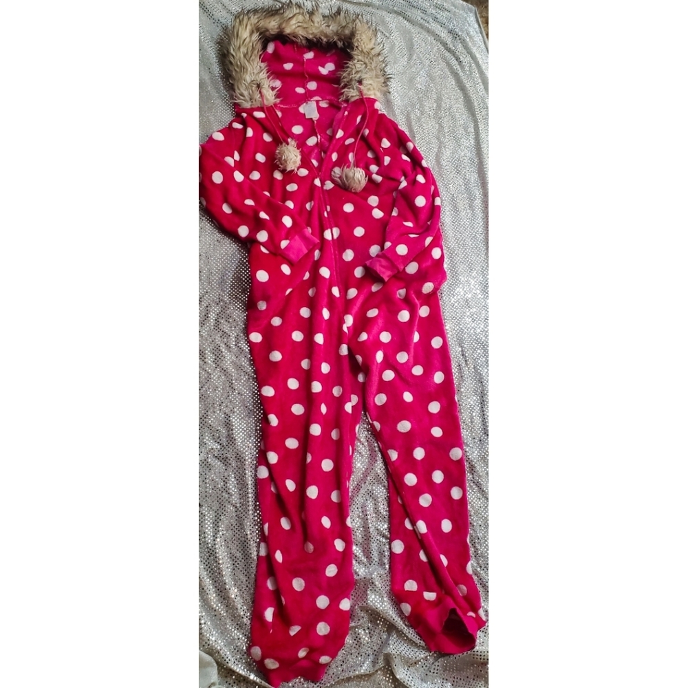 Adult Female Onsie With Faux Fur Hood